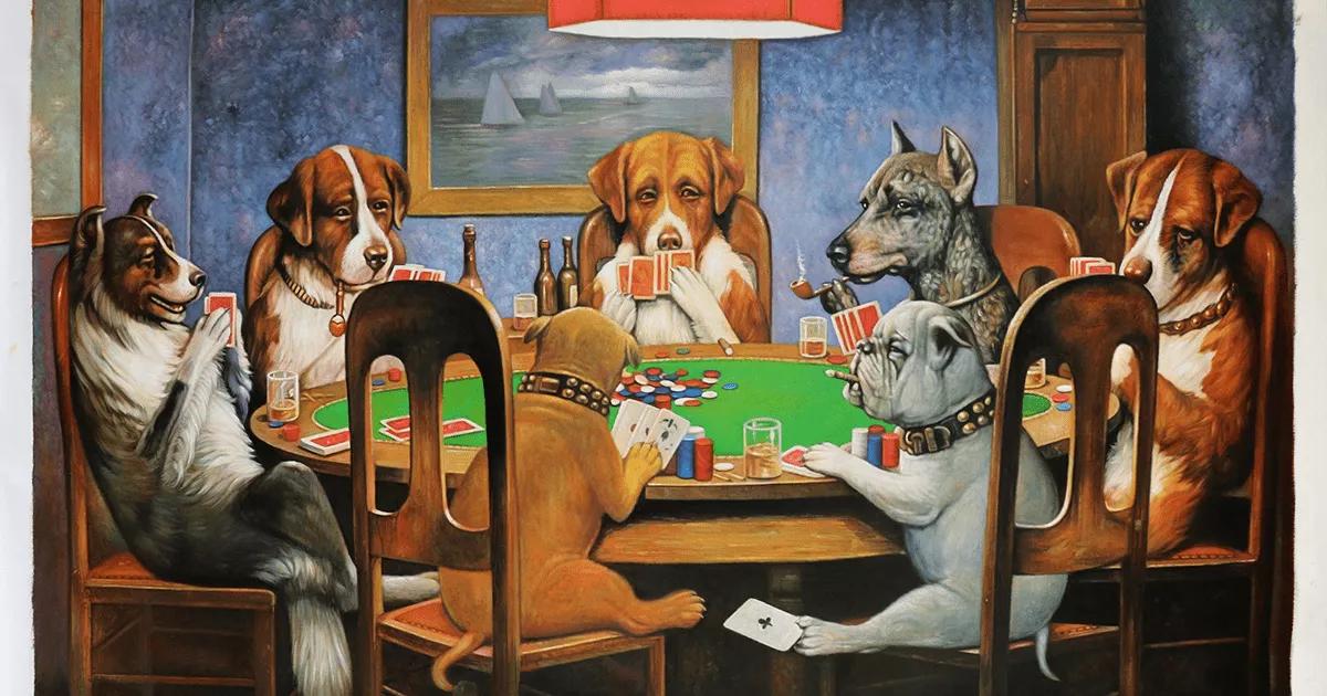 Coolidge’s ‘A Friend In Need’ painting of dogs playing poker.